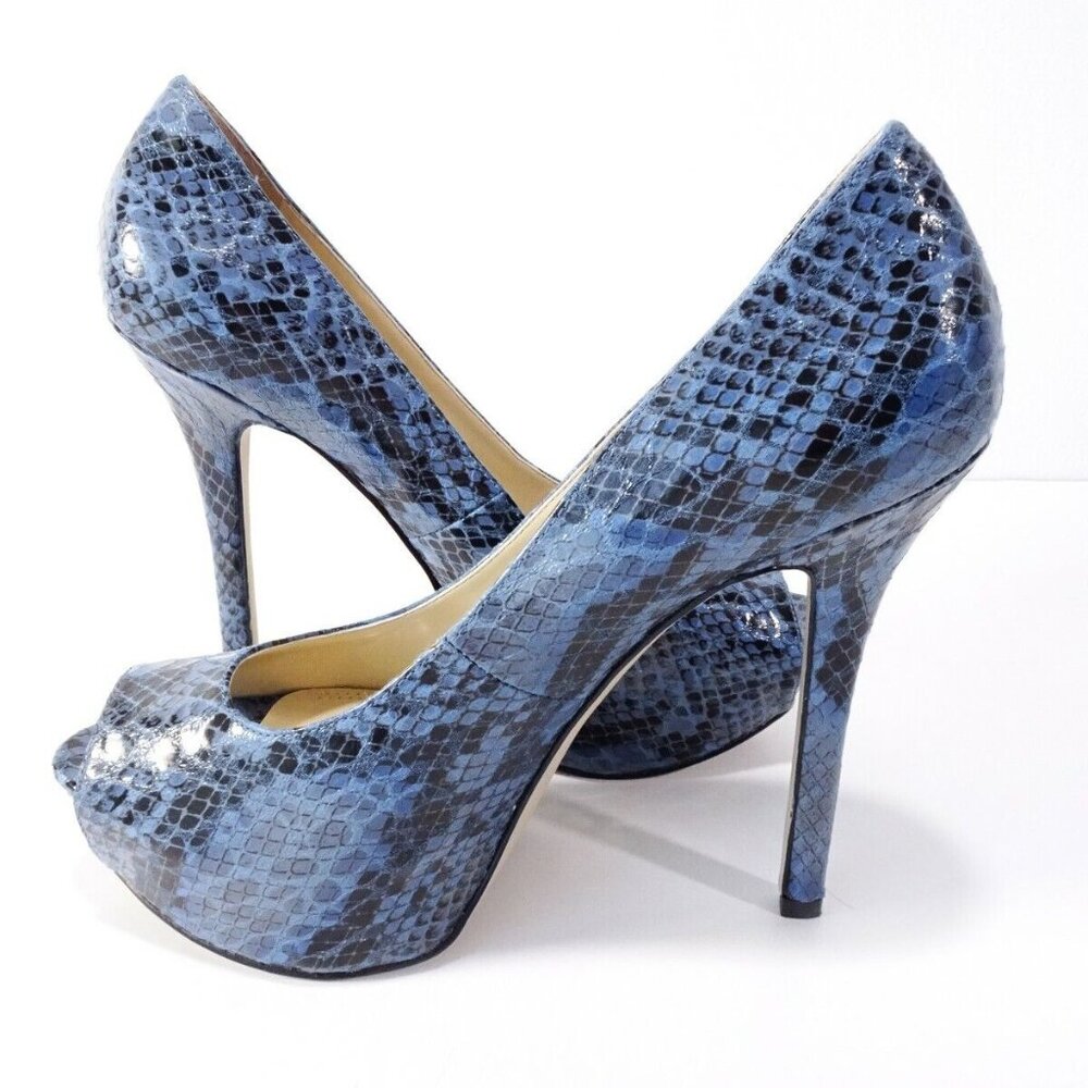 🚨Enzo Angiolini Blue Snakeskin Platform Heel Shoes EATANEN  Sz 6.5 M